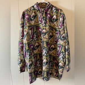 Vintage silk button down long sleeves shirt
